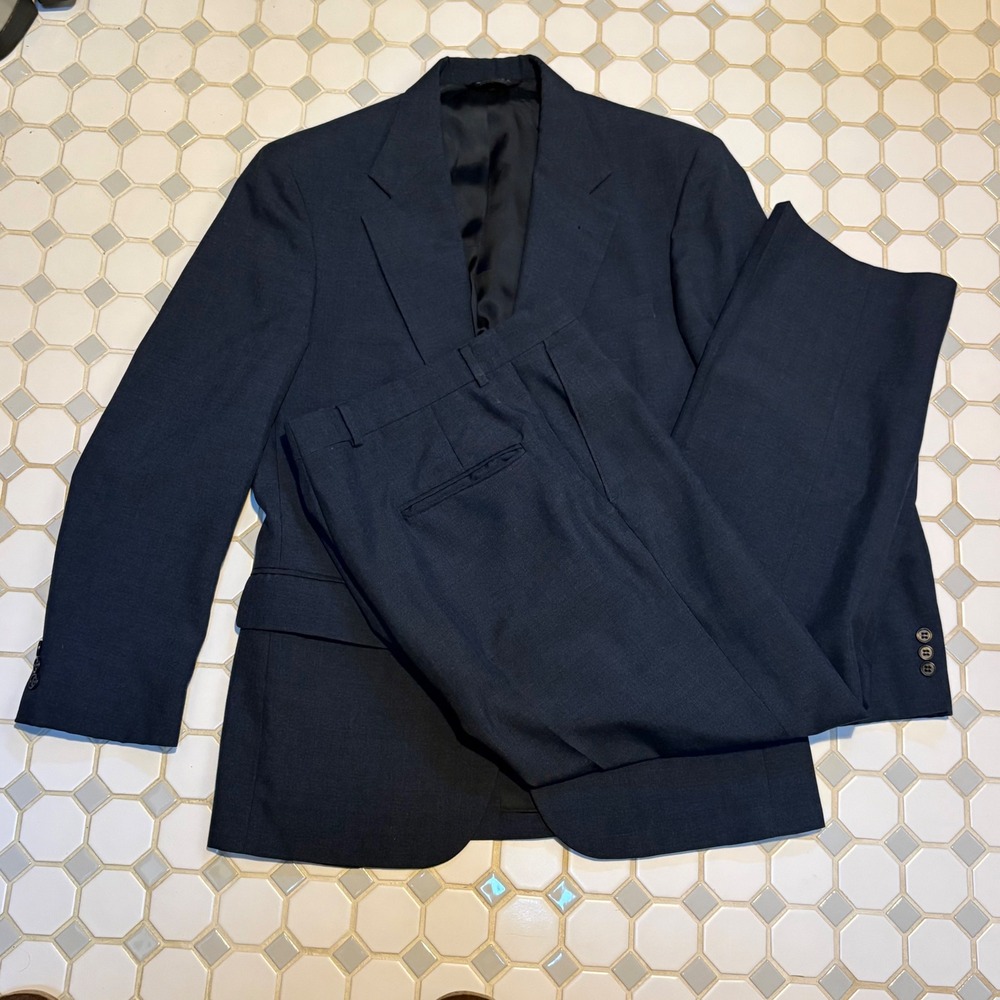 Vintage 80's Botany 500 Wool Suit Mens 38R‎ Slate Blue Tailored in USA 2pc Set